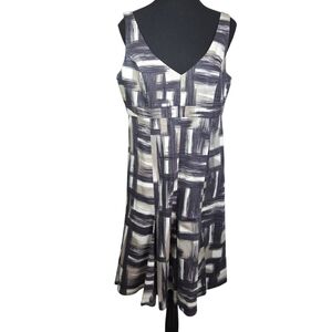 Julie Mitchell Monochrome Patterned Midi Sleeveless Dress Size 10